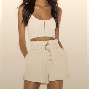 Free People Womens Cindy Denim Utility High-Waist Shorts Size 4